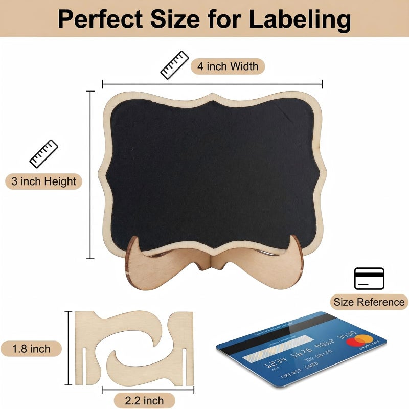 OnUpgo Mini Chalkboard Signs, 20 Pack Small Chalkboard Labels Table Signs with Easel Stand, Wooden Blackboards for Wedding Decor, Party Buffet Display, Place Cards, Food Labels - Image 4